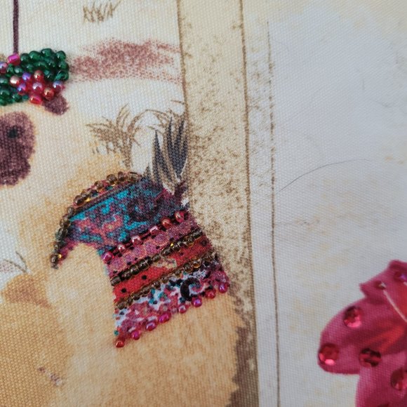 Beaded Art Purse Handbag Satchel Tropical Floral double handle Vintage Art Deco - Picture 8 of 14